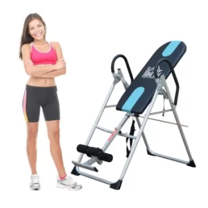 HOMCOM Foldable Therapy Inversion Table and Fitness Bench in Black