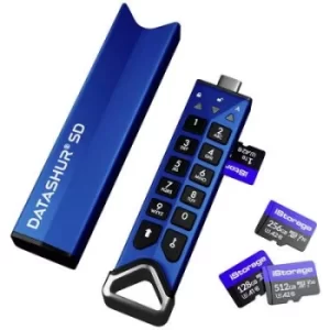 iStorage IS-FL-DSD-256-DP External memory card reader Blue IS-FL-DSD-256-DP USB-C 3.2
