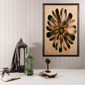 Flower Multicolor Decorative Framed Wooden Painting