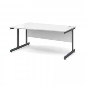 Contract 25 Left Hand Wave Desk 1600mm - Graphite Cantilever Frame wh
