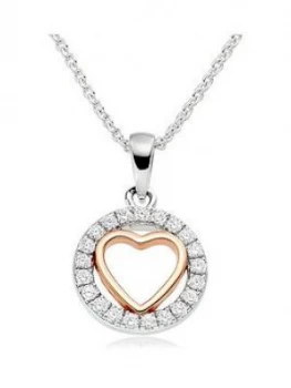 Beaverbrooks Silver And Rose Gold Plated Cubic Zirconia Heart Pendant