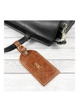 Natural Tan Foiled Leather Luggage Tag - Personalised