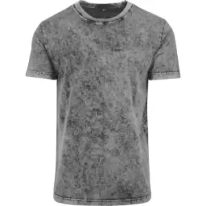 Build Your Brand Mens Acid Washed Tee (S) (Grey/Black)