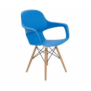 TC Office Ariel 2 Retro Chair with Wooden and Wire Base, Blue