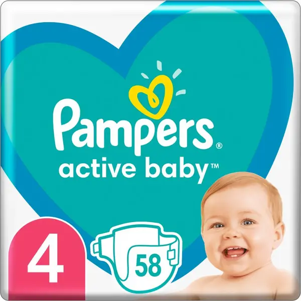 Pampers Active Baby Size 4 58 Nappies