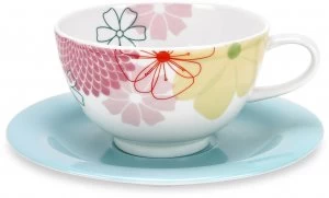 Portmeirion Crazy Daisy Breakfast Cup and Saucer Set of 4