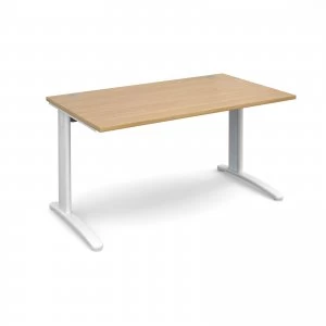 TR10 Straight Desk 1400mm x 800mm - White Frame Oak Top