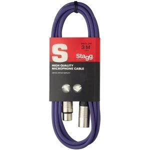 Stagg SMC3CPP High Quality Microphone Cable XLR-XLR Plug 3m Purple