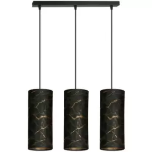 Emibig Karli Black Bar Pendant Ceiling Light with Black Fabric Shades, 3x E14