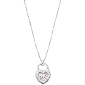 Michael Kors 14K Gold-Plated Mother of Pearl Heart Lock Pendant Necklace