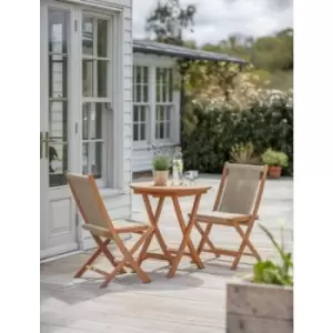 Carrick Bistro Table & 2 x Chairs Seat Set Wooden Outdoor Natural - Garden Trading