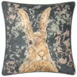 Avebury Hare Cushion Navy, Navy / 43 x 43cm / Polyester Filled