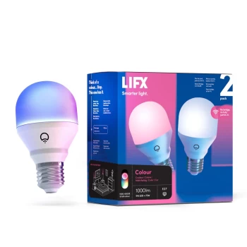 LIFX Multicolour WiFi LED Smart Bulb - E27 Edison, Twin Pack
