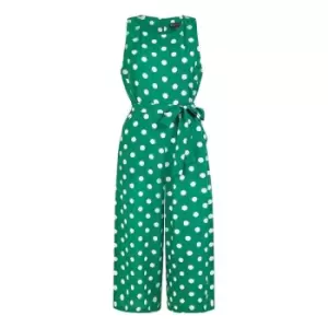 Mela London Green Polka Dot Culotte Jumpsuit - Green