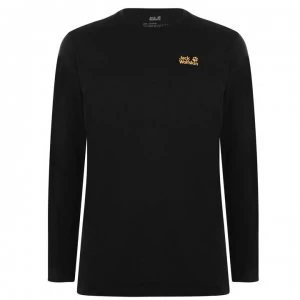 Jack Wolfskin Jack Corp Logo Long Sleeved T Shirt - Black