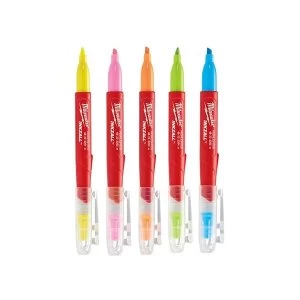 Milwaukee Hand Tools INKZALL Highlighter Assorted Colours (Pack 5)