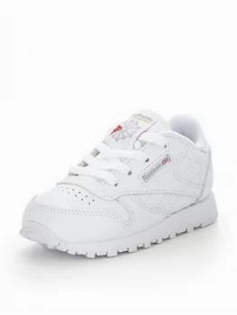 Reebok Classic Leather Infant Trainer, White, Size 6