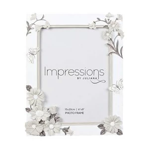 6" x 8" - Impressions White Floral Resin Frame