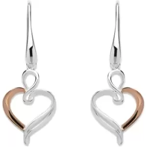 Ladies Unique & Co Sterling Silver 925 Drop Earrings with Rose Gold Plating