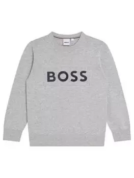 BOSS Boys Logo Knitted Jumper - Grey Marl, Size Age: 4 Years