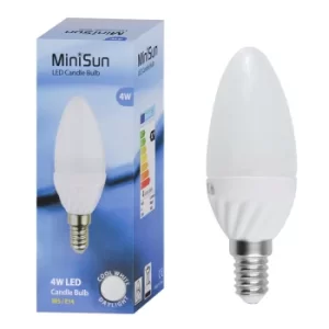 2 x 4W SES E14 Cool White LED Frosted Candle Bulbs