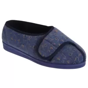 Comfylux Womens/Ladies Helen Floral Superwide Slippers (4 UK) (Blueberry)