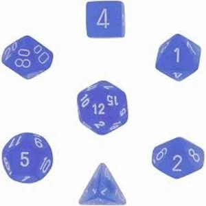 Chessex Poly 7 Dice Set: Frosted Blue/white