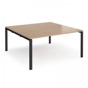 Adapt square boardroom table 1600mm x 1600mm - Black frame and beech