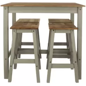 Corona Linea - Breakfast Set Stools Included Solid Pine Grey Wooden Dining Kitchen Furniture