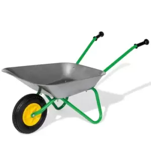 Robbie Toys Kid's Wheelbarrow with Front Pneumatic Tyre - Silver/Green