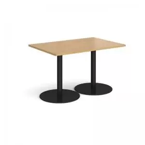 Monza rectangular dining table with flat round Black bases 1200mm x