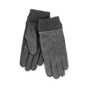 totes Isotoner Mens Smartouch Suede Gloves Grey