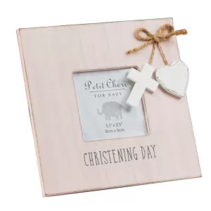 3.5" x 3.5" - Petit Cheri Pink Christening Frame