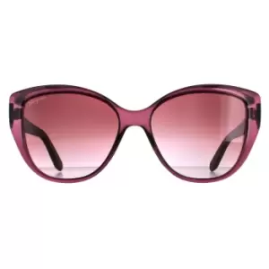 Cat Eye Transparent Wine with Flower Print Brown Gradient SF912S