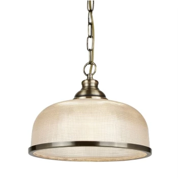 Searchlight Lighting - Searchlight Bistro - 1 Light Dome Ceiling Pendant White, Antique Brass, Glass, E27