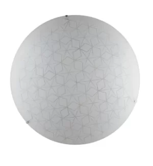 Esagram Decorative Flush Ceiling Light, White Glass, E27