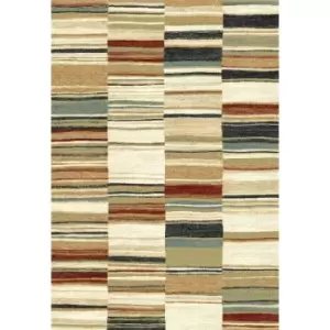 Homespace Direct - Rug Woodstock Light Multi Stripe 160x230cm Carpet Large Rugs - Multicoloured