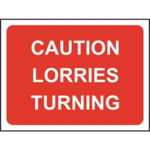 600 X 450MM Temporary Sign & Frame - Caution Lorries Turning