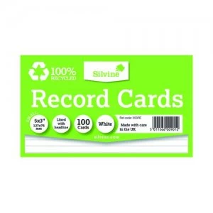 Silvine Climate Friendly Lined Record Cards 5 x 3" 553RE