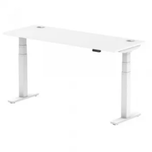 Air 1600/600 White Height Adjustable Desk with Cable Ports with White Legs