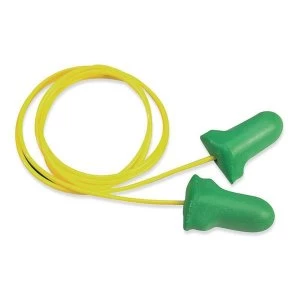 Howard Leight Max Lite Disposable Corded Earplugs Low Pressure Foam Green Polybag Pack 100 Pairs
