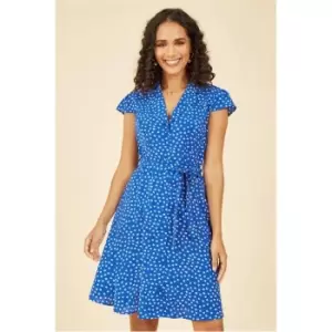 Mela London Blue Daisy Print Retro Shirt Dress - Blue