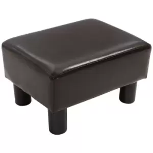 Homcom PU Faux Luxury Leather Footstool Ottoman Cube With Plastic Legs Dark Brown