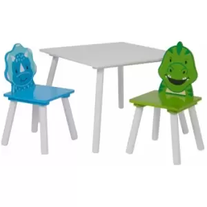 Liberty House Toys - Kids Dinosaur Table and 2 Chair Set - Blue, Green, White