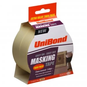 Unibond Easy On - Easy Off Masking Tape 25mm X 25m Twin Pack