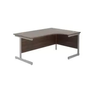 1800X1200 Single Upright Right Hand Radial Desk Dark Walnut - Silver + Desk High Ped