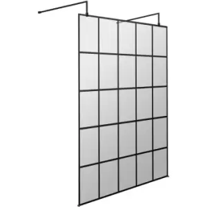 Frame Effect Wet Room Screen with Support Arms and Feet 1400mm Wide - 8mm Glass - Hudson Reed