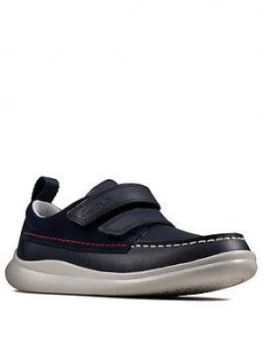 Clarks Crest Art Boys Strap Shoes - Navy, Size 11 Younger
