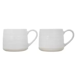 Farmhouse Heart Stoneware Mugs, Set of 2, 380ml White