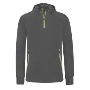 Proact Mens Hooded Zip Neck Sweatshirt (L) (Dark Grey)